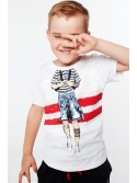 Jungen-T-Shirt mit Aufdruck, weiß NDZ4461 – Online-Shop – Boutique